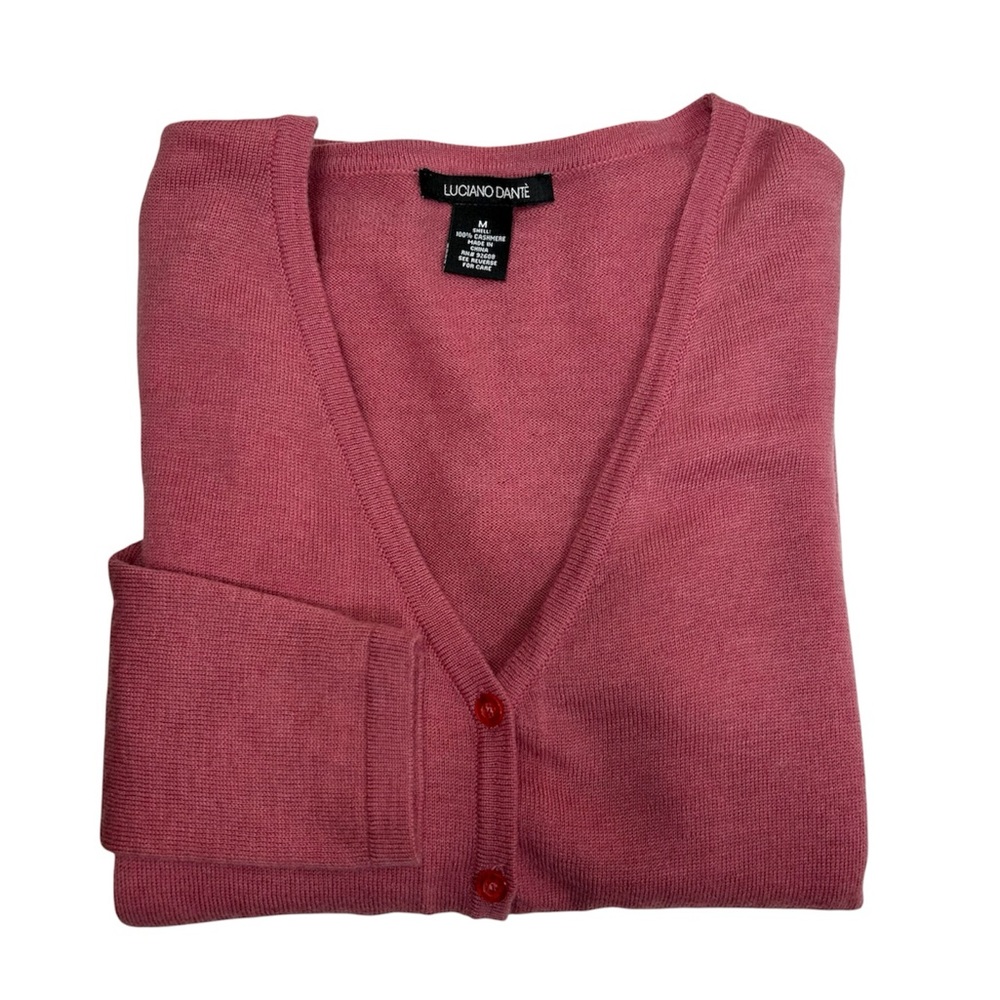LUCIANO DANTÈ Cashmere Dusty Rose Button Down Versatile‎ Cardigan Sweater M